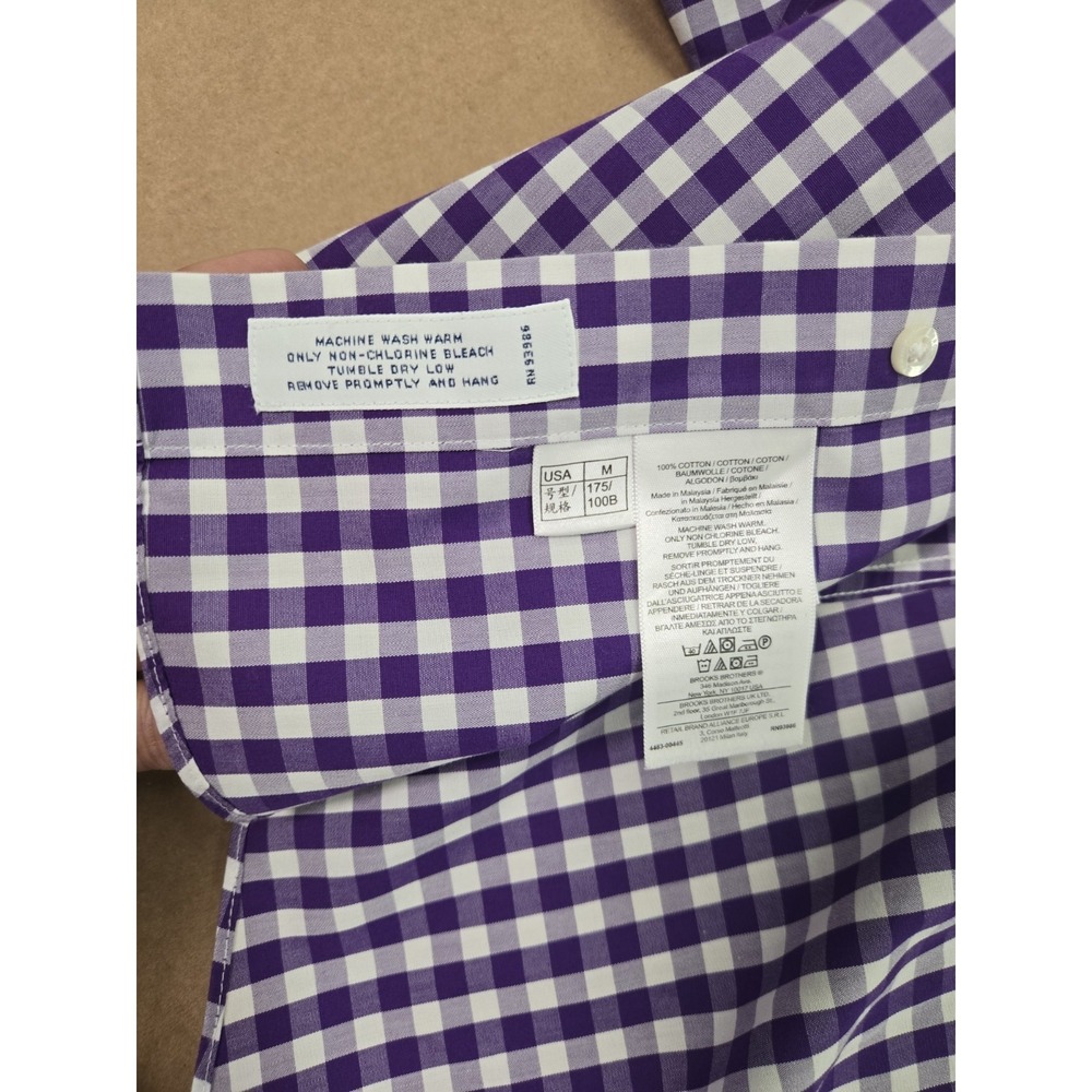 Brooks Brothers Men's Purple Plaid Button Down Cotton Dress Shirt Size M - Picture 13 of 13